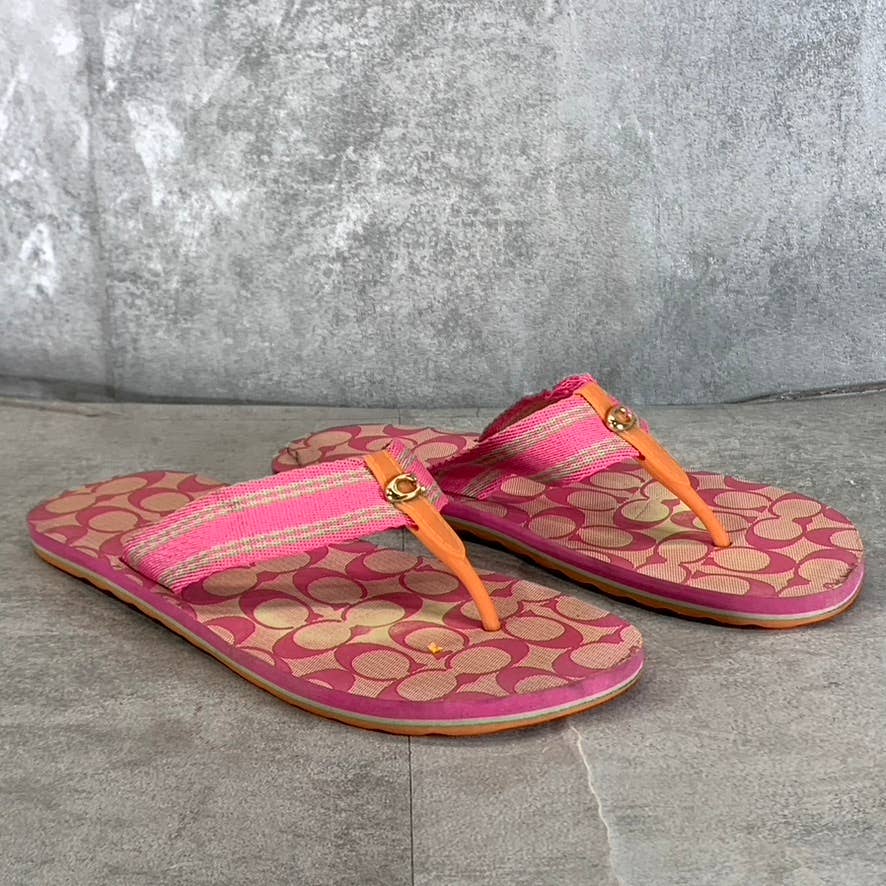 COACH Women's Pink Zoe Slip-On Flat Flip-Flop Sandals SZ 9B