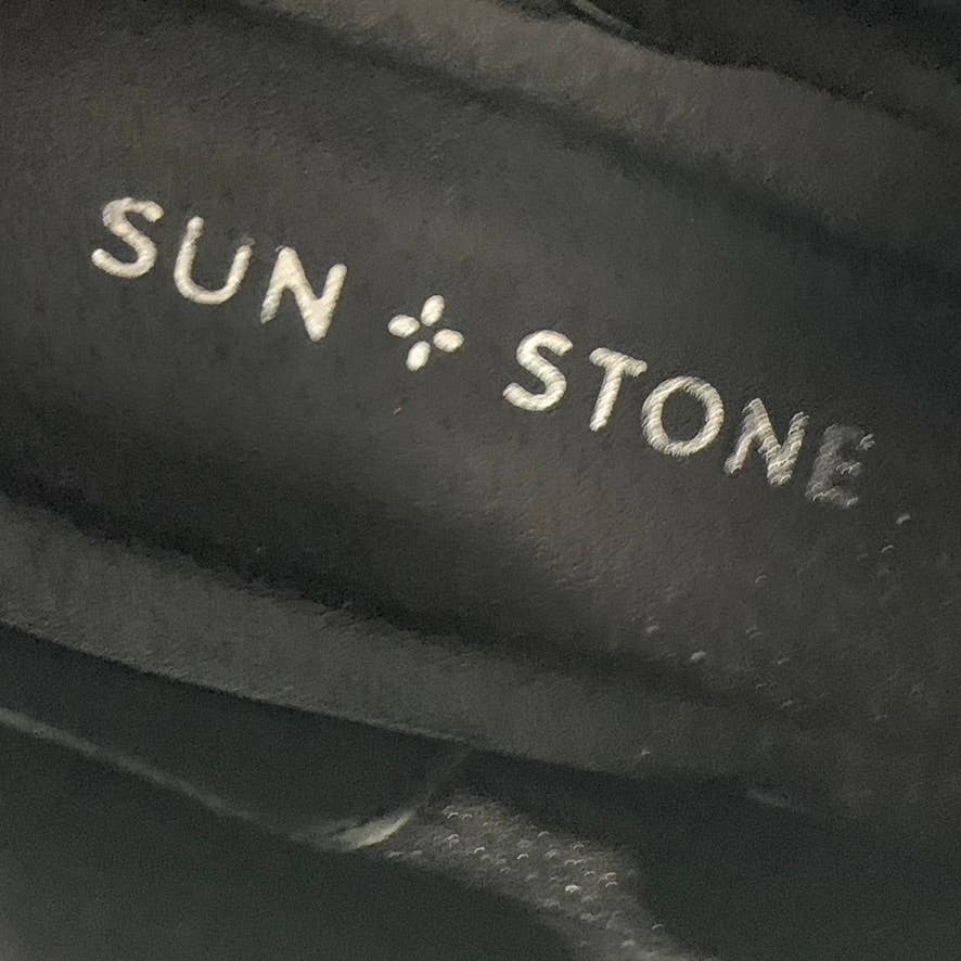 SUN+STONE Women's Black Saandis Memory Foam Almond-Toe Block-Heel Boots SZ 7.5