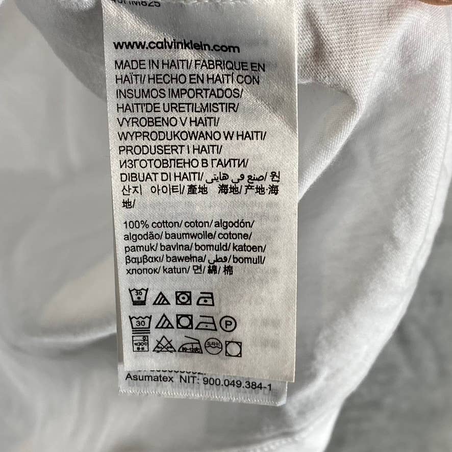 CALVIN KLEIN Men's Brilliant White Monogram Logo Graphic Crewneck T-Shirt SZ M