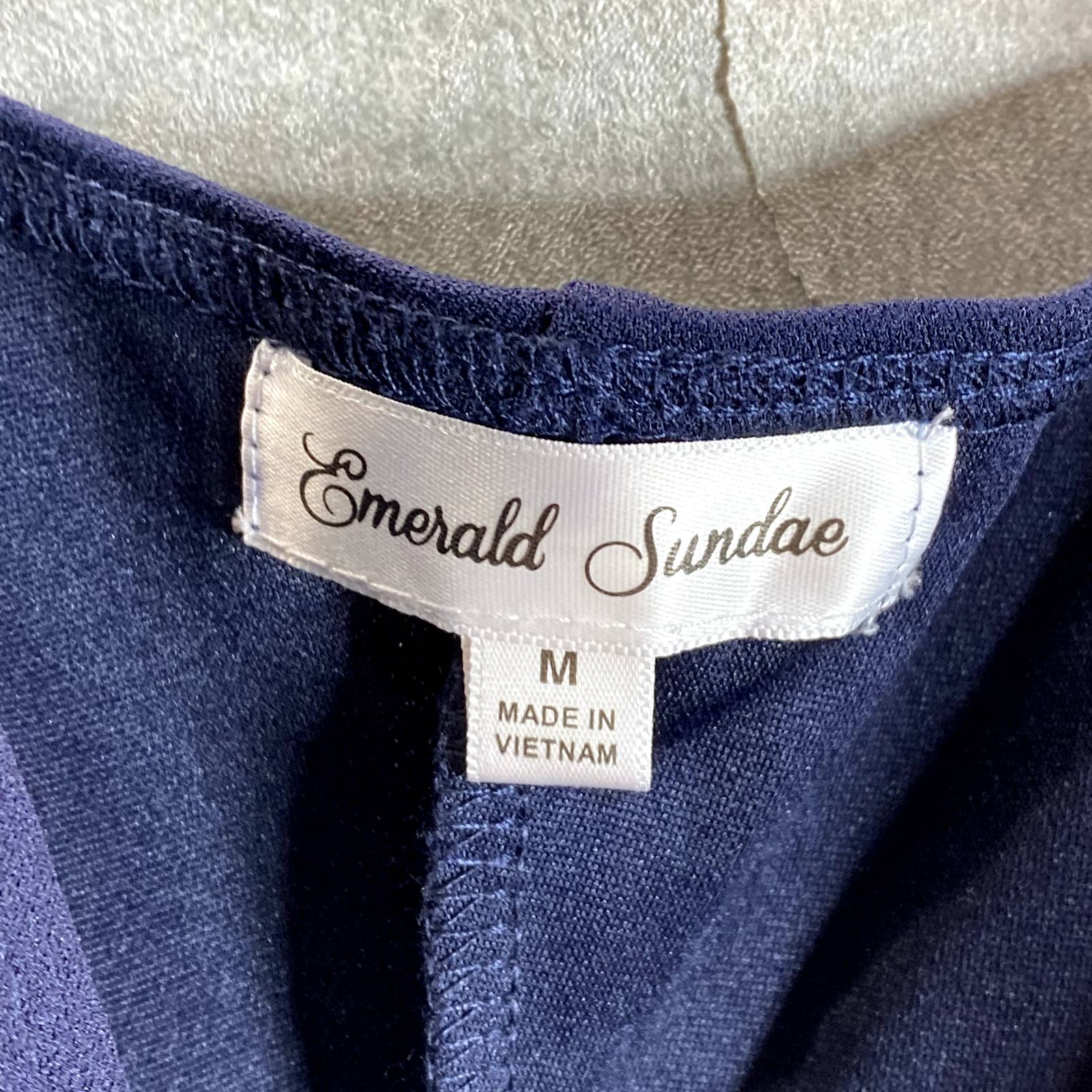 EMERALD SUNDAE Juniors' Navy Surplice V-Neck High-Slit Adjustable Straps Gown