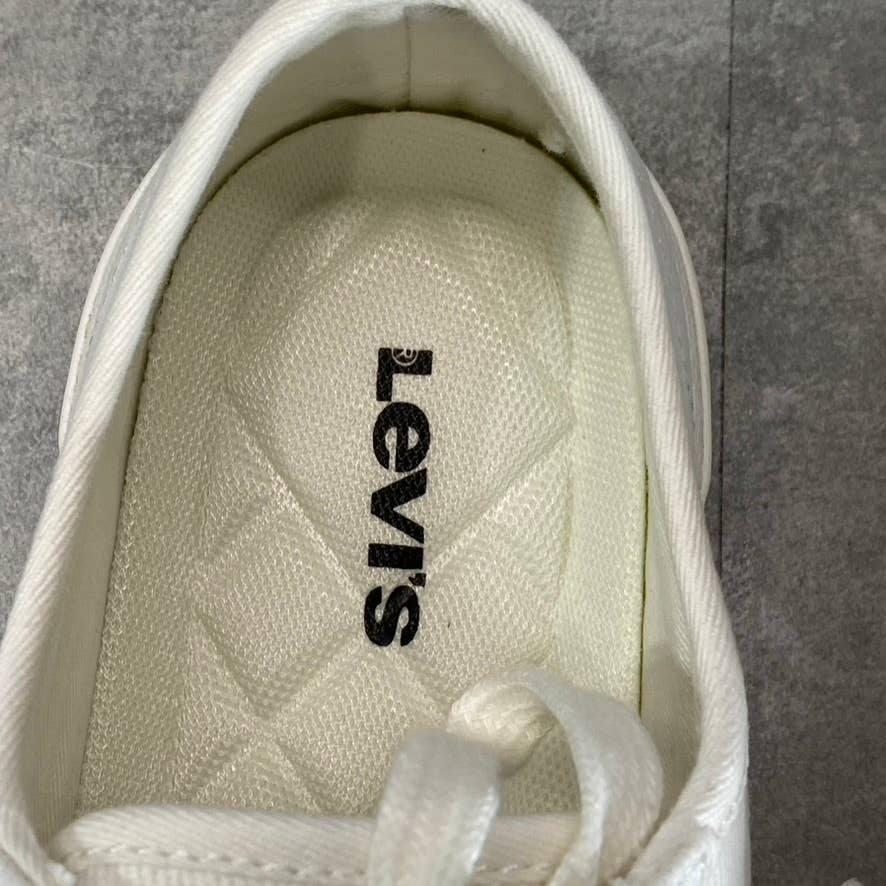 LEVI'S Women's White Mono Canvas Becky Low-Top Lace-Up Sneakers SZ 8.5