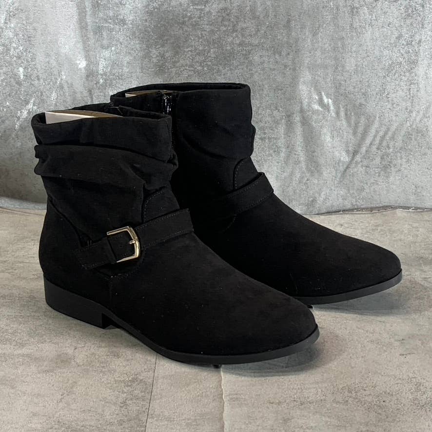 KAREN SCOTT Women's Black Clarett Slouch Buckled Block-Heel Boots SZ 8.5