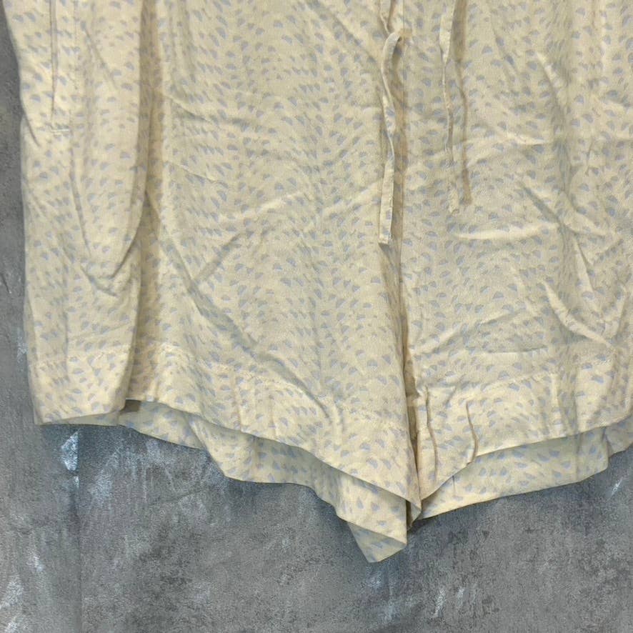 OPEN EDIT Women's Ivory-Blue Lennox Print Paperbag Waist Pull-On Shorts SZ XL