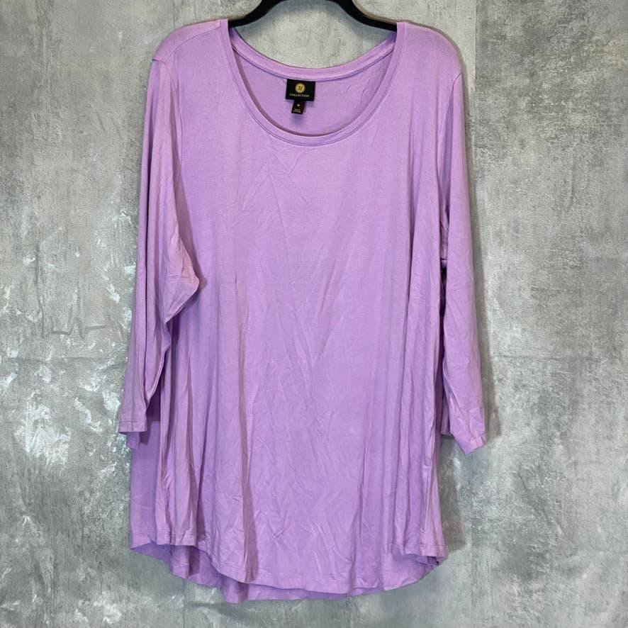 JM COLLECTION Women's Plus Size Crocus Petal Scoopneck 3/4 Sleeve Top SZ 3X