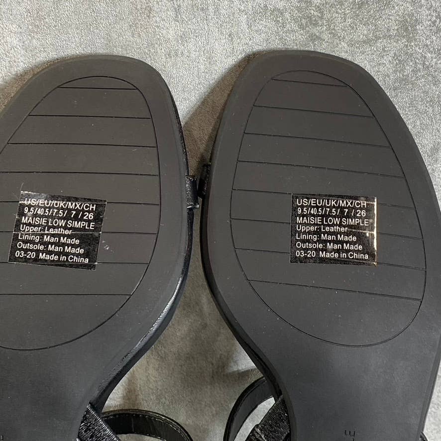 KENNETH COLE NEW YORK Women's Black Leather Maisie Low Block Heel Sandals SZ 9.5