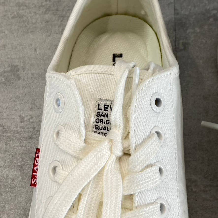 LEVI'S Women's White Mono Canvas Becky Low-Top Lace-Up Sneakers SZ 8.5
