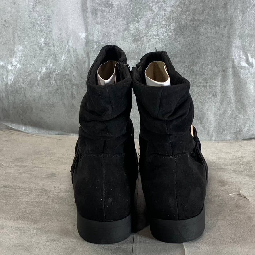 KAREN SCOTT Women's Black Clarett Slouch Buckled Block-Heel Boots SZ 8.5