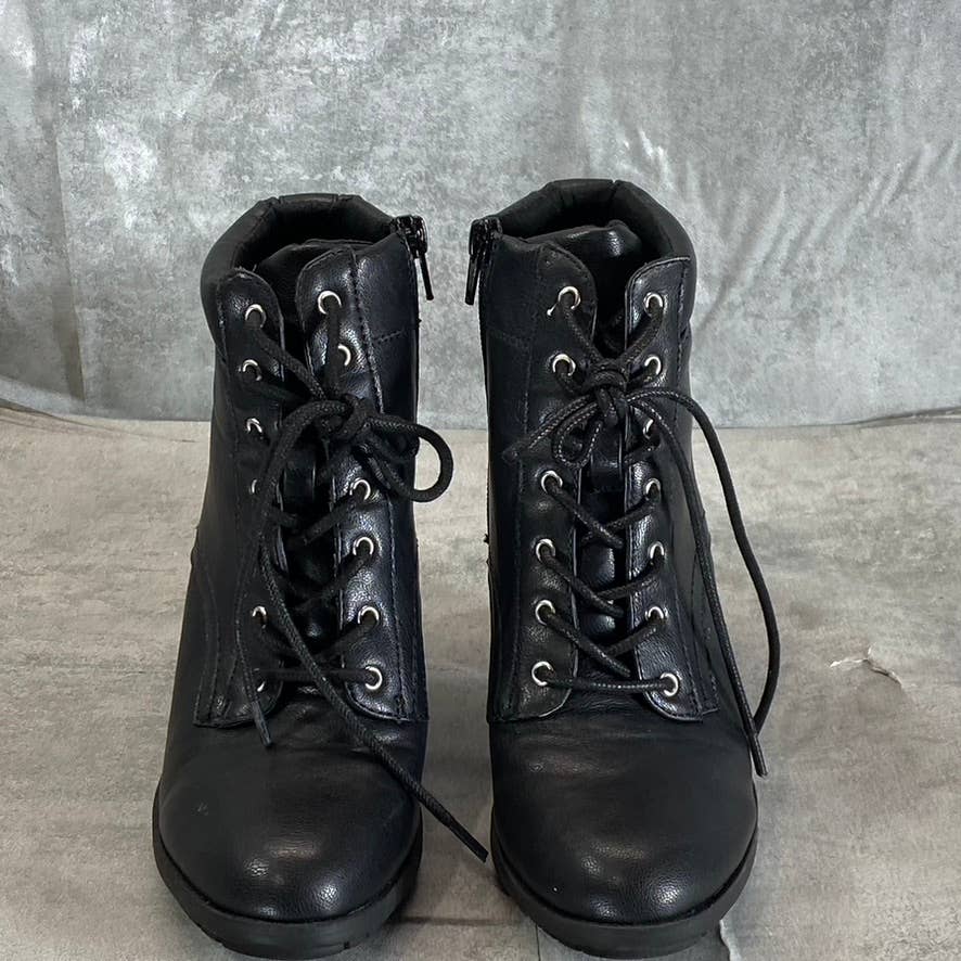 STYLE & CO Women's Black Lucillee Almond-Toe Lace-Up Side-Zip Heeled Booties SZ6