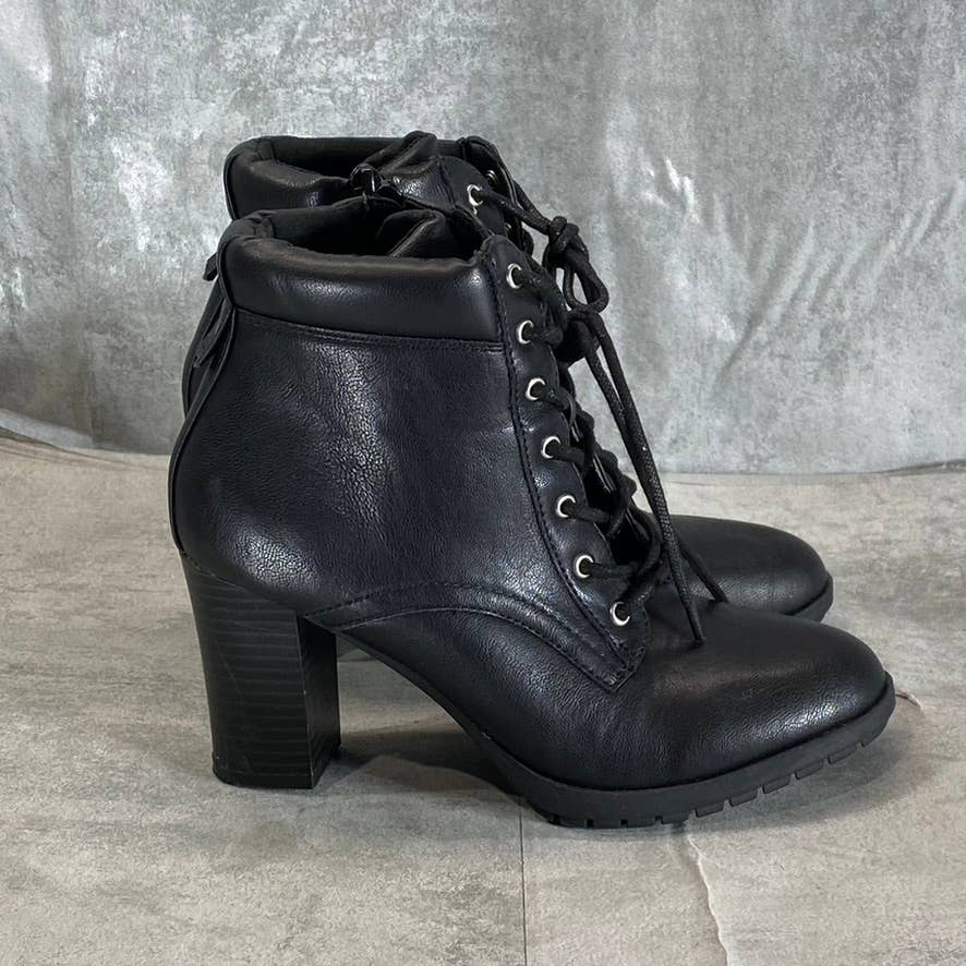 STYLE & CO Women's Black Lucillee Almond-Toe Lace-Up Side-Zip Heeled Booties SZ6