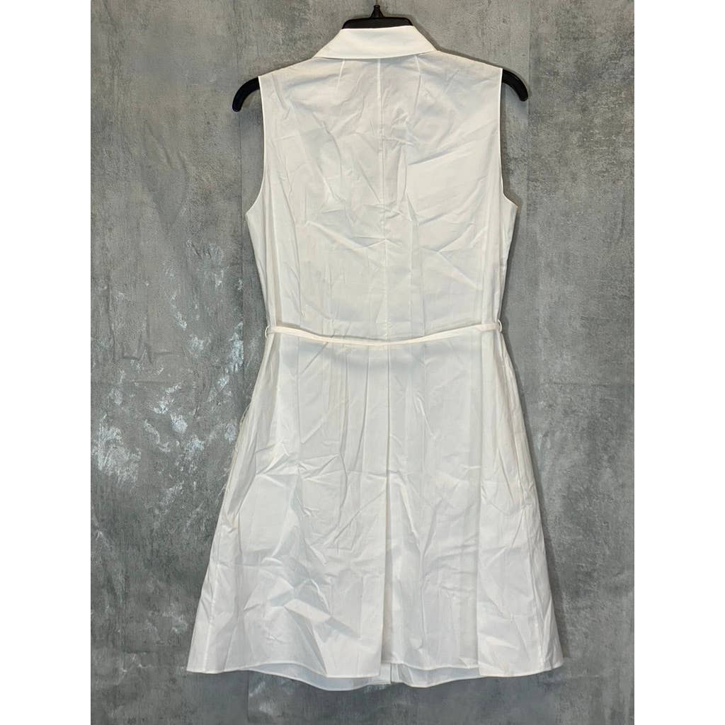 THEORY Women's White Sleeveless Collared Button-Front Casual Mini Shirt Dress SZ 4