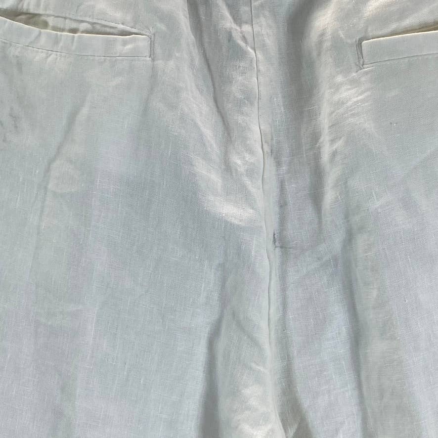 CHARTER CLUB Women's Bright White Linen Pull-On Straight-Leg Pants SZ L