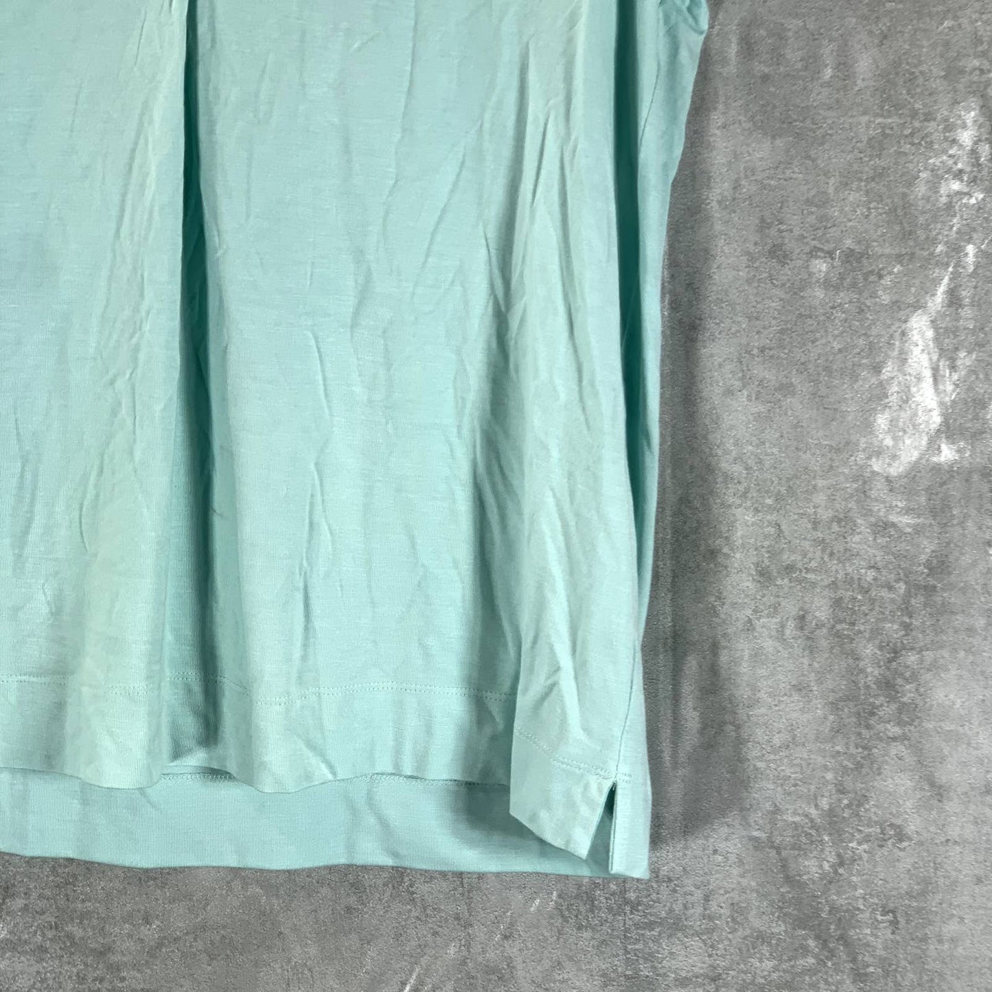 CALVIN KLEIN Women's Seaspray V-Neck Mixed-Texture Short Sleeve Top SZ XS