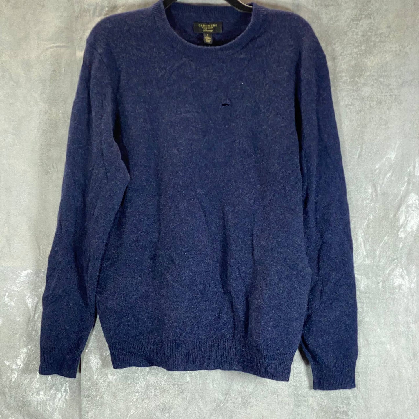 CLUB ROOM Men's Navy Heather Solid Cashmere Crewneck Pullover Sweater SZ S
