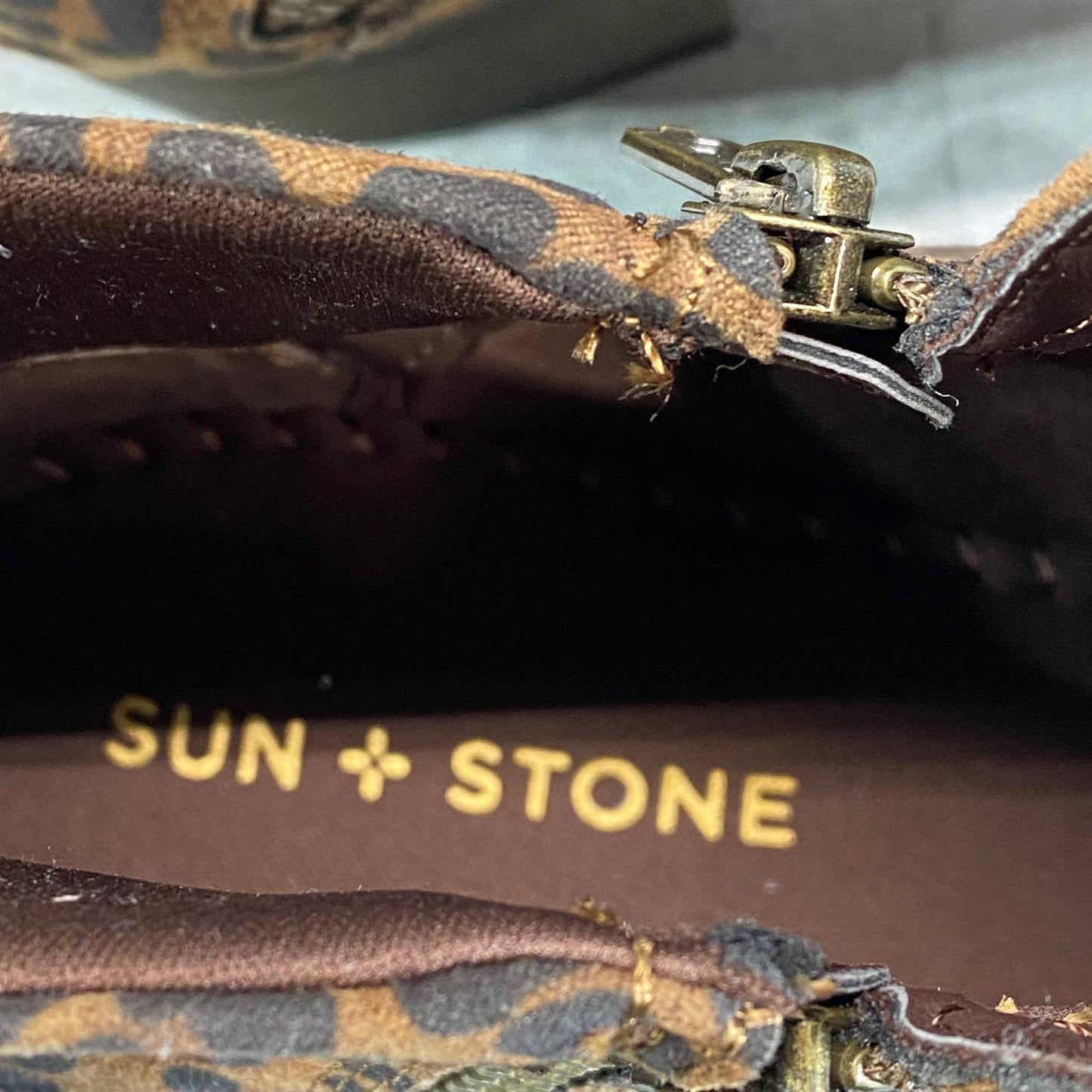 SUN+STONE Women's Brown Leopard Abby Double-Zip Round-Toe Block-Heel Bootie SZ12
