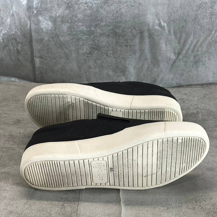 STYLE & CO Women's Black Textured Moira Zip Round-Toe Slip-On Sneakers SZ 6.5