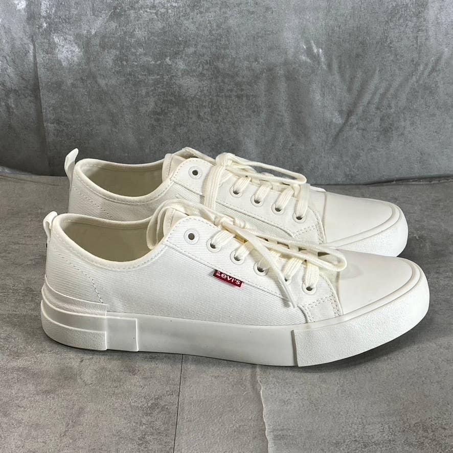 LEVI'S Women's White Mono Canvas Becky Low-Top Lace-Up Sneakers SZ 8.5
