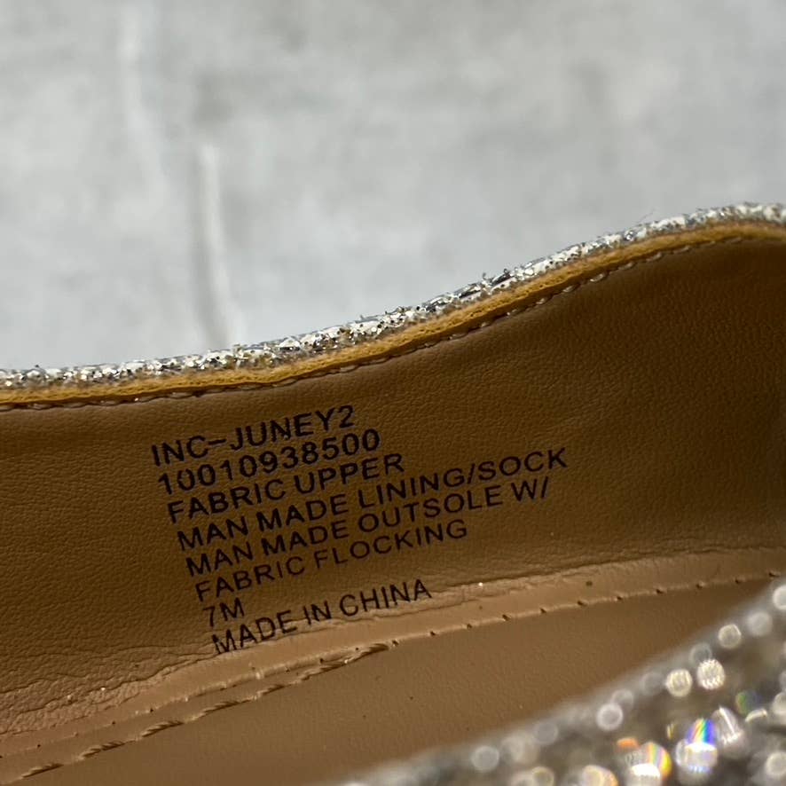 INC INTERNATIONAL CONCEPTS Women's Silver Rhinestone Embellished Juney Flats SZ7