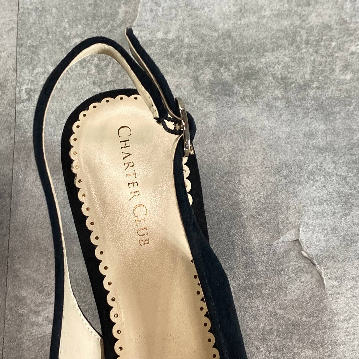 CHARTER CLUB Women's Black Giavanna Slingback Pointed-Toe Kitten-Heel Pumps SZ 6