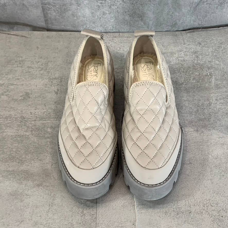 FRANCO SARTO Women's Beige/Grey Bando Quilted Lug-Sole Slip-On Loafers SZ 6