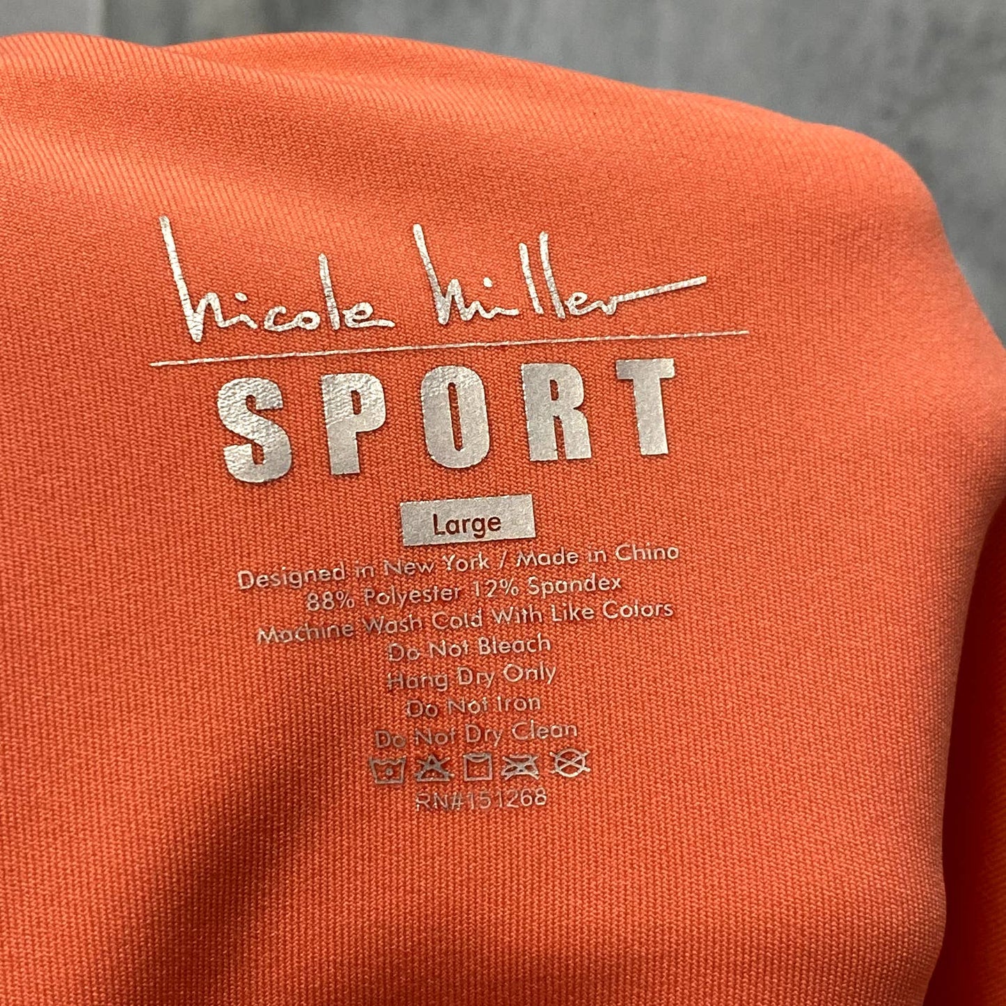 NICOLE MILLER Sport Women's Coral High-Rise Pull-On Skinny Media Pocket Leggings SZ L