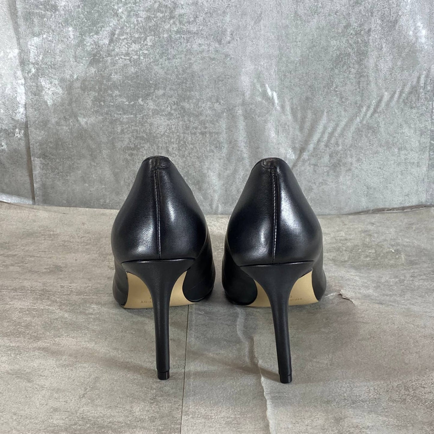 NINE WEST Women's Black Leather Tatiana Pointed-Toe Stiletto Pumps SZ 9.5