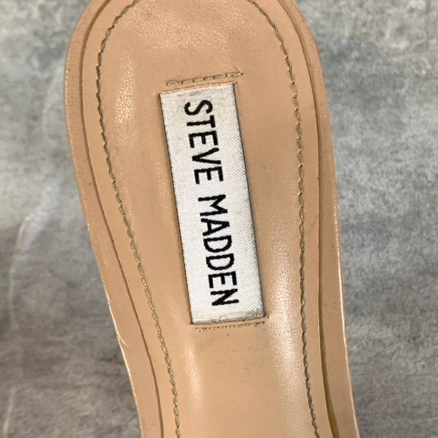 STEVE MADDEN Women's Clear Vinyl Signal Square-Toe Mule Stiletto Sandals SZ 8