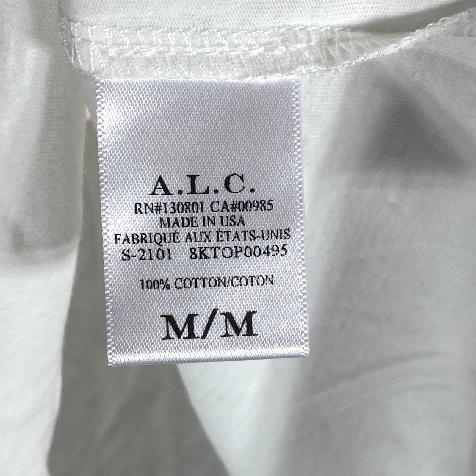A.L.C Women's White Crewneck Puff-Sleeve Poole Tee SZ M