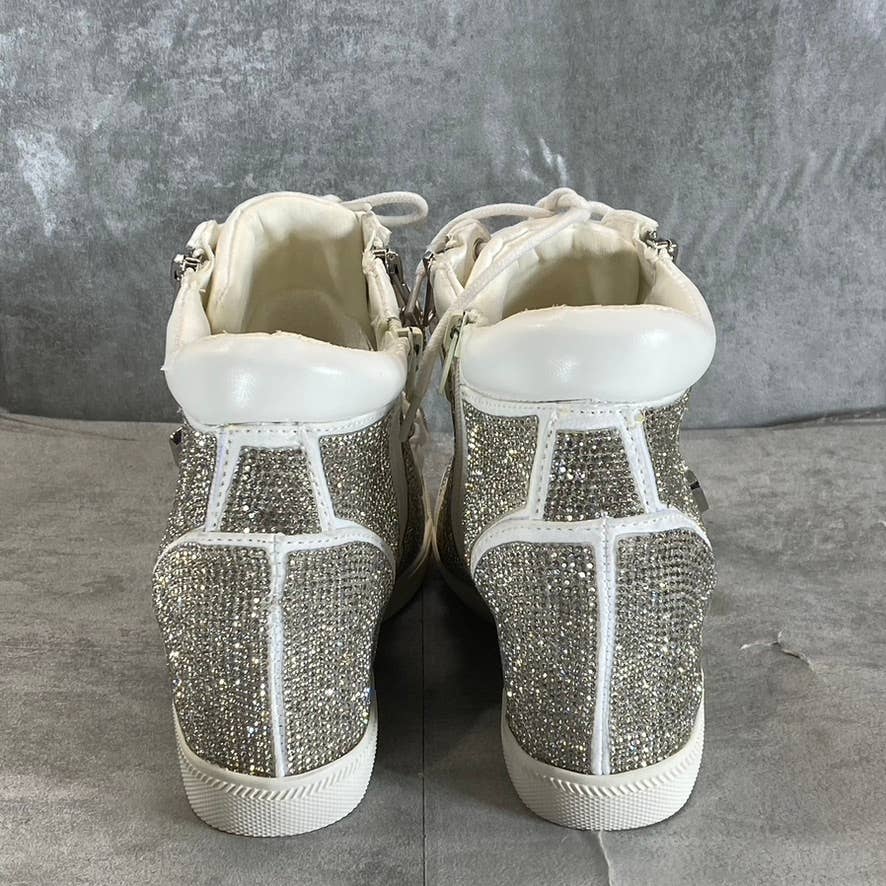 INC INTERNATIONAL CONCEPTS Women's Silver Rhinestone Debby Wedge Sneakers SZ 6.5