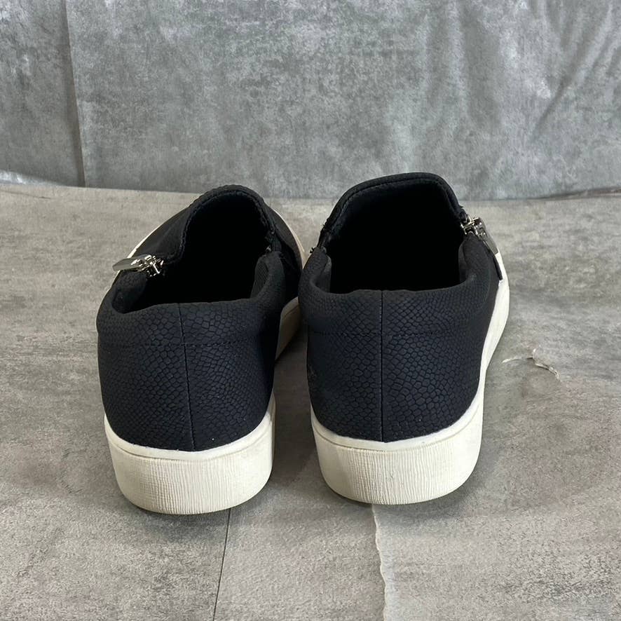 STYLE & CO Women's Black Textured Moira Zip Round-Toe Slip-On Sneakers SZ 6.5