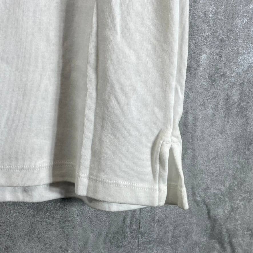 KAREN SCOTT Women's Bright White Cotton Boatneck Elbow Sleeve Top SZ S