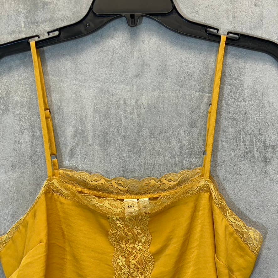 BP. Women's Yellow Gold Lace Trim Crop Adjustable Strap Square Neck Camisole SZ M