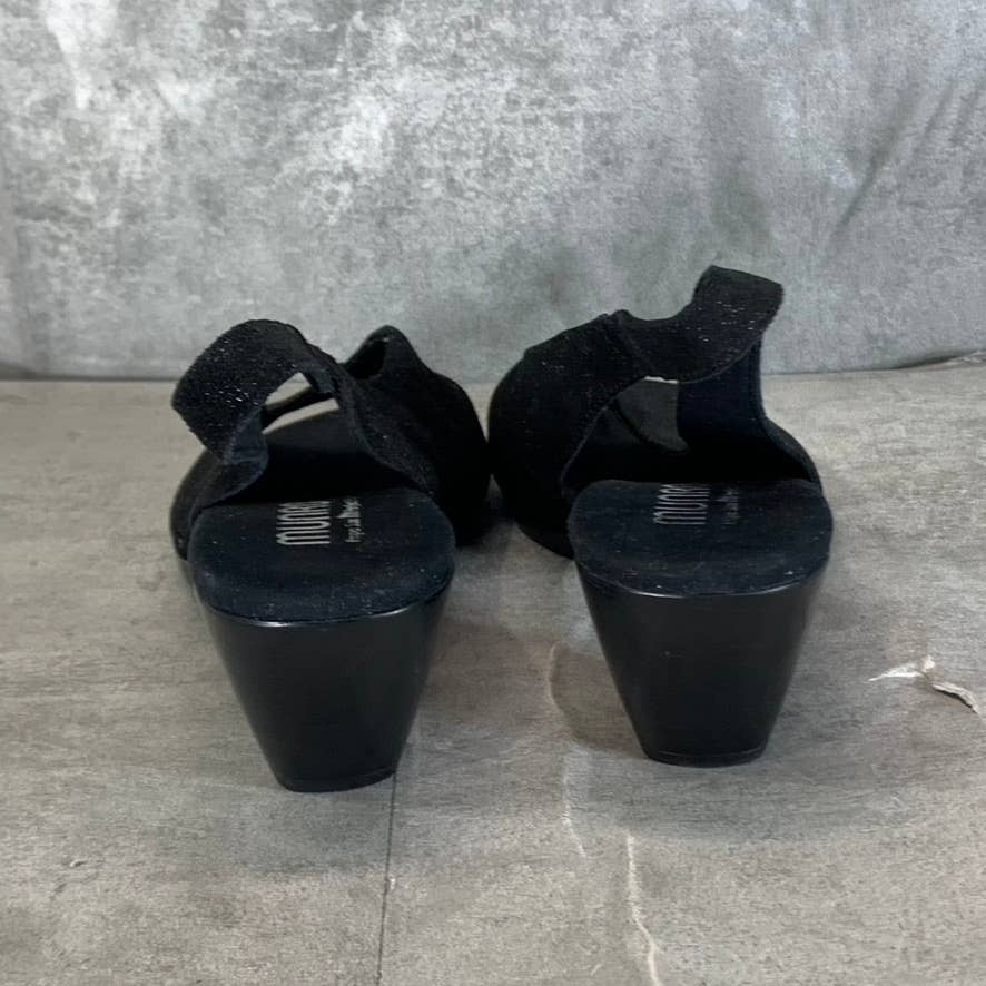 MUNRO Women's Wide Black Leather Rochelle Open-Toe Slingback Sandals SZ 7.5W