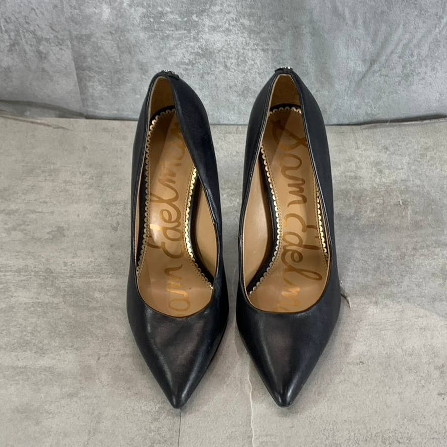 SAM EDELMAN Women's Black Leather Danna Pointed-Toe Stiletto Pumps SZ 7.5
