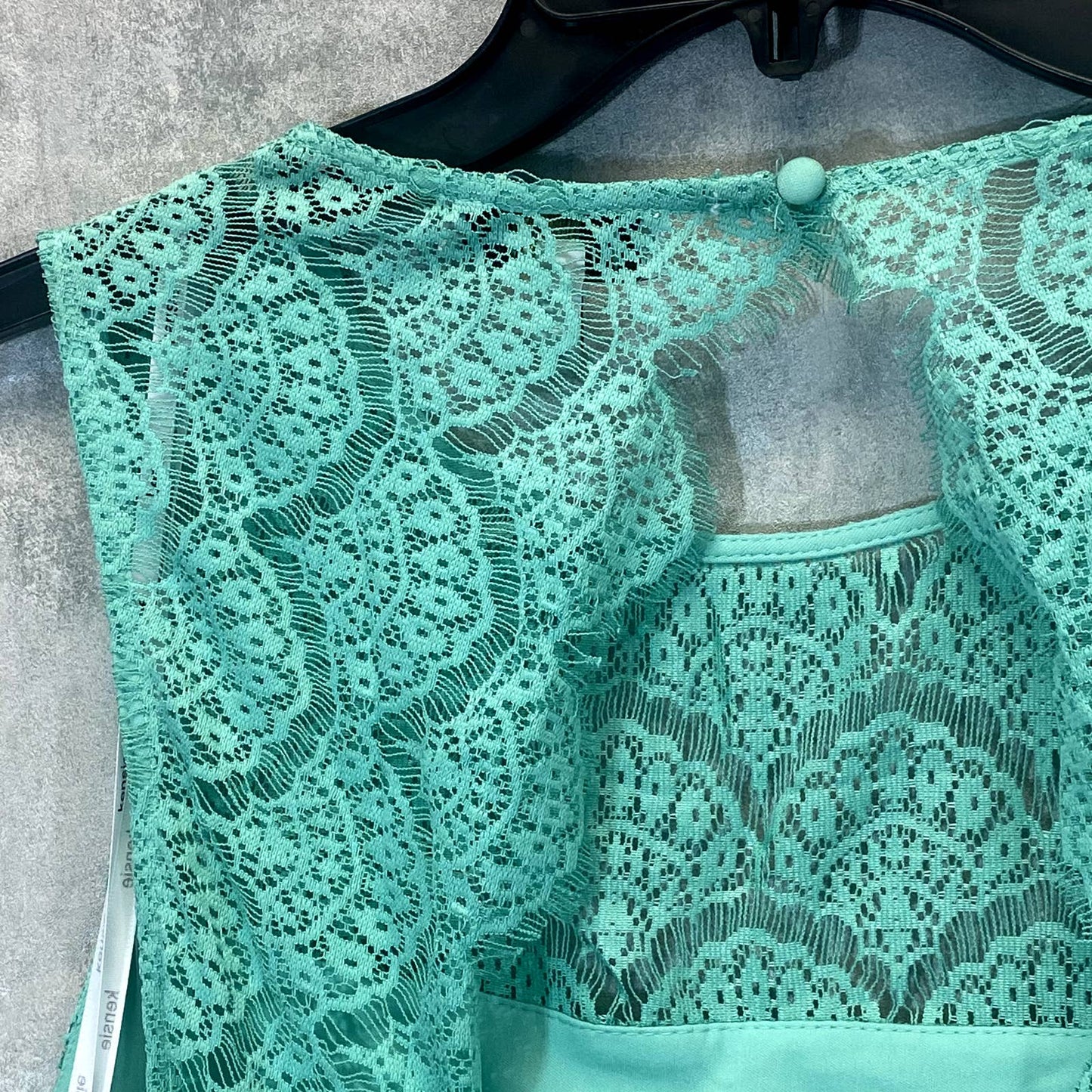 KENSIE Women's Turquoise Lace Sleeveless Keyhole Fit & Flare Mini Dress SZ 14