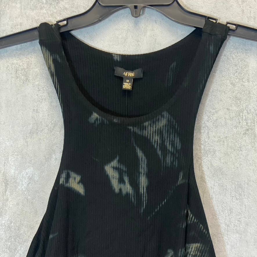 AFRM Women's Plus Size Noir Spring Spiral Ruskin Ribbed Racerback Tank Top SZ 1X