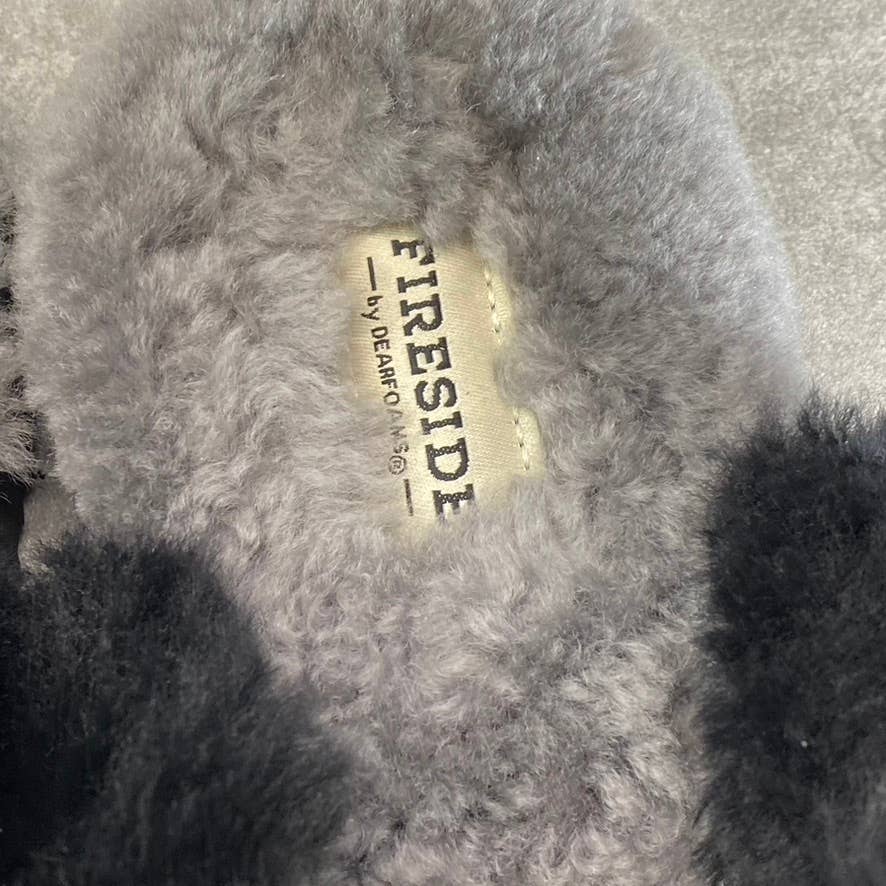 FIRESIDE By DEARFOAMS Women's Black Sydney Shearling Scuff Slip-On Slippers SZ10