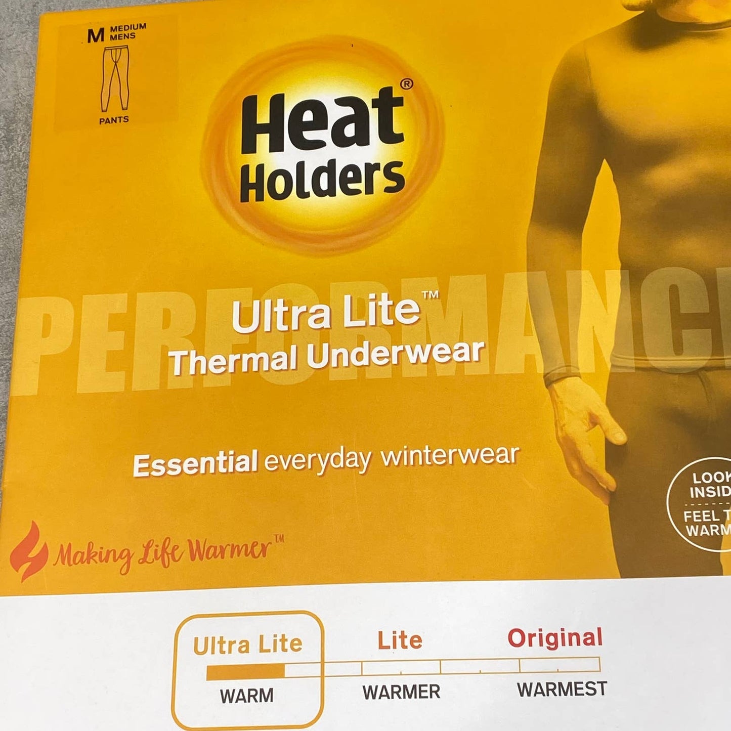 HEAT HOLDERS Men's Iron Grey Ultra Lite Stretch Thermal Pants SZ M