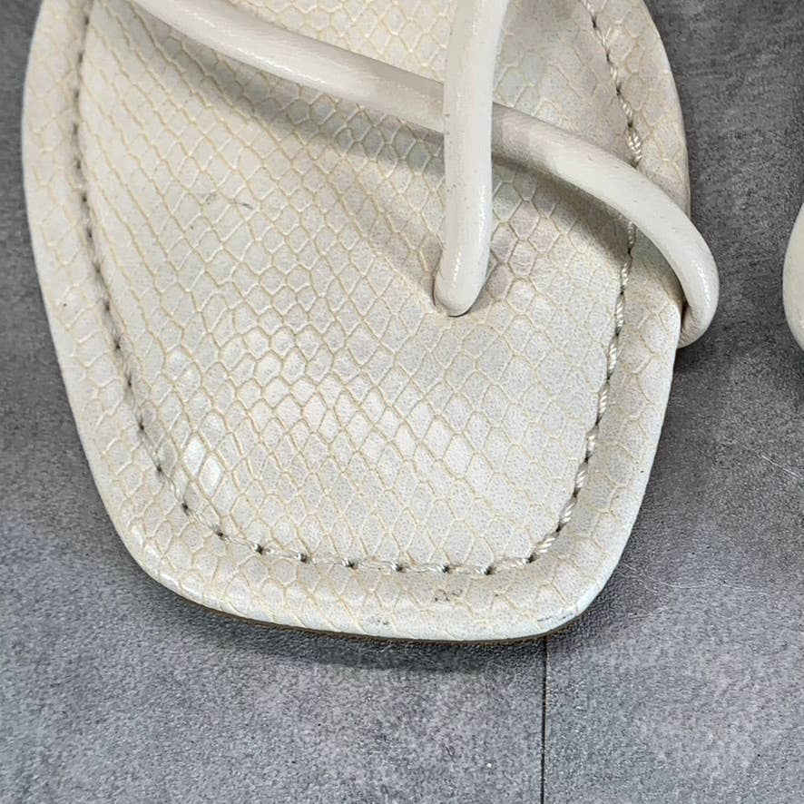 DOLCE VITA Women's Ivory Snake Embossed Leanna Square-Toe Strappy Sandals SZ 9