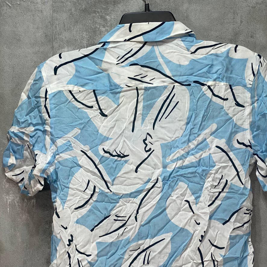 INC INTERNATIONAL CONCEPTS White Shadow Bloom Short Sleeve Shirt SZ XS