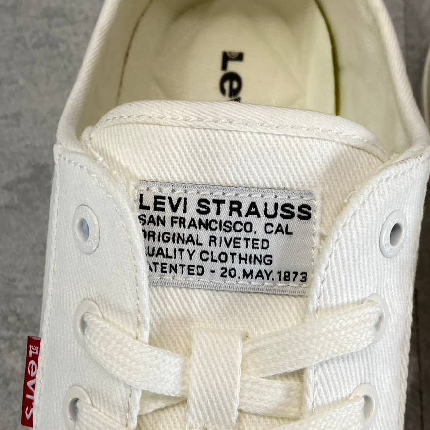 LEVI'S Women's White Mono Canvas Becky Low-Top Lace-Up Sneakers SZ 11