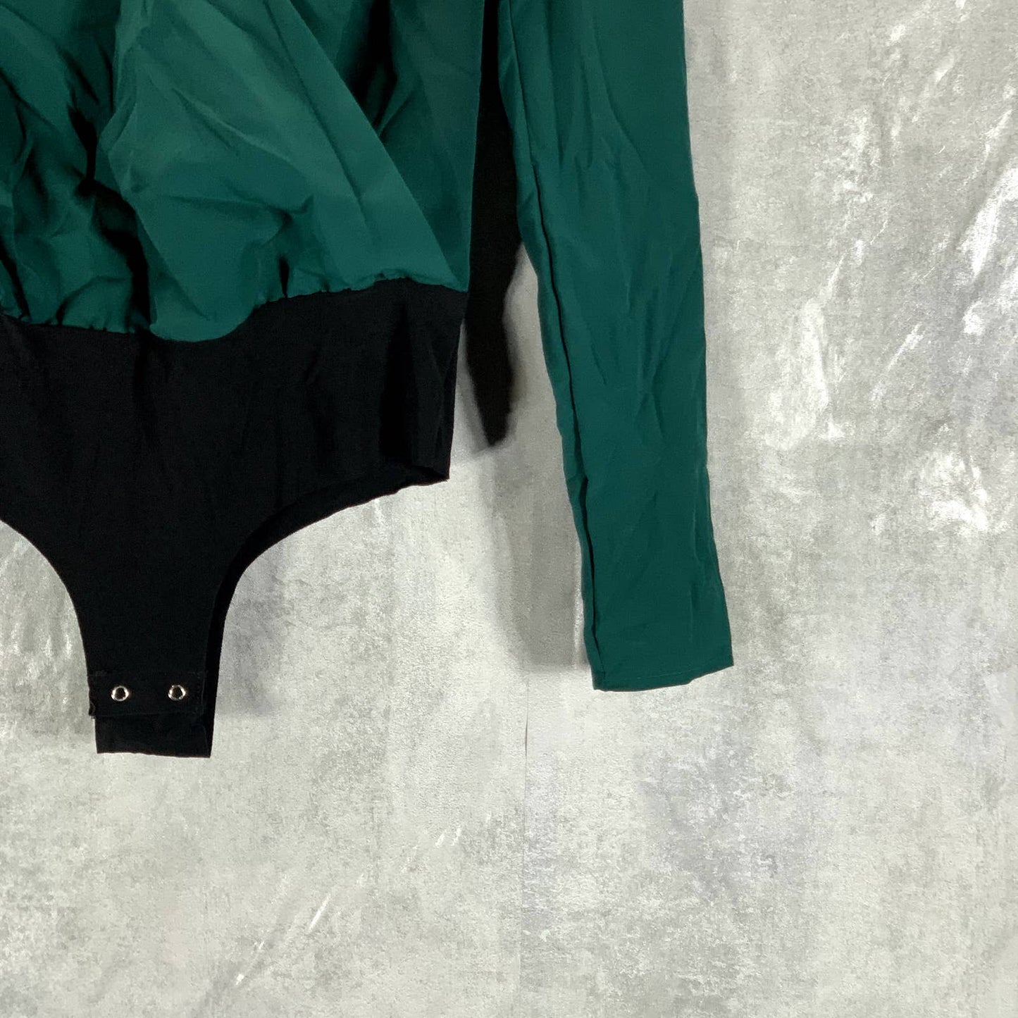 BAR III Women's Forest Edge Faux-Wrap Long-Sleeve Bodysuit SZ 2XS
