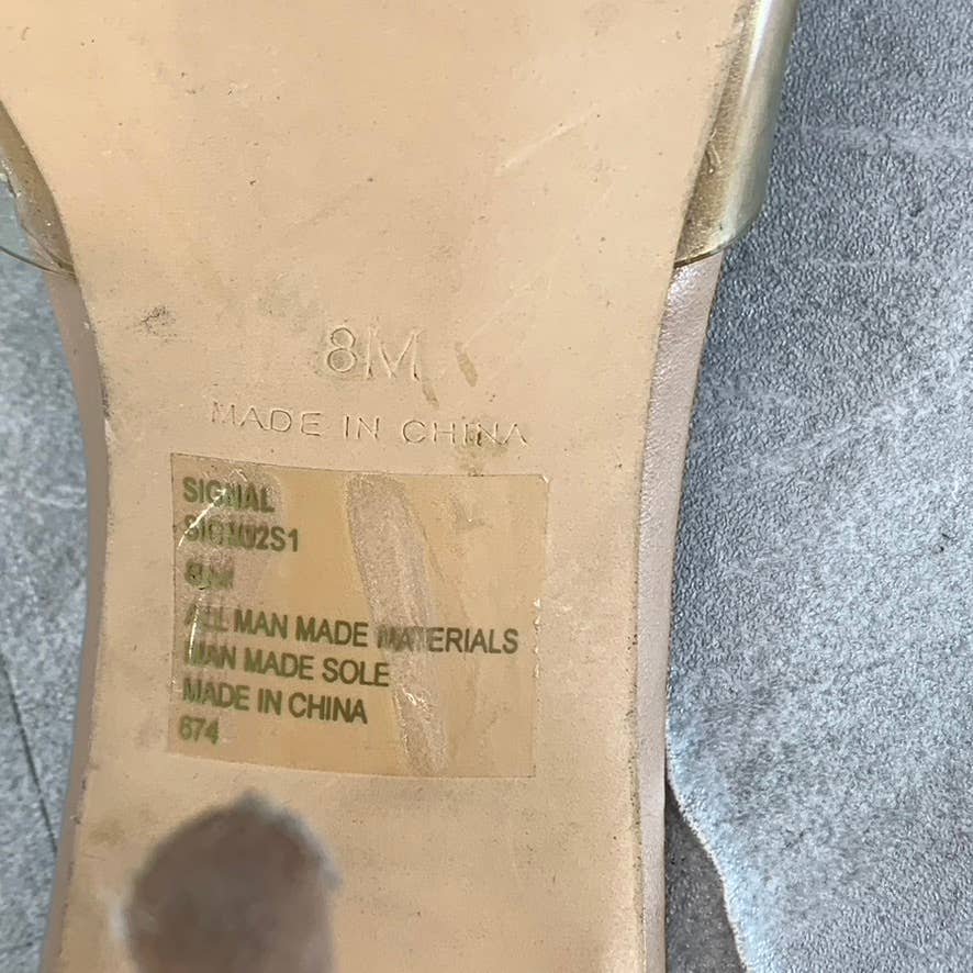 STEVE MADDEN Women's Clear Vinyl Signal Square-Toe Mule Stiletto Sandals SZ 8