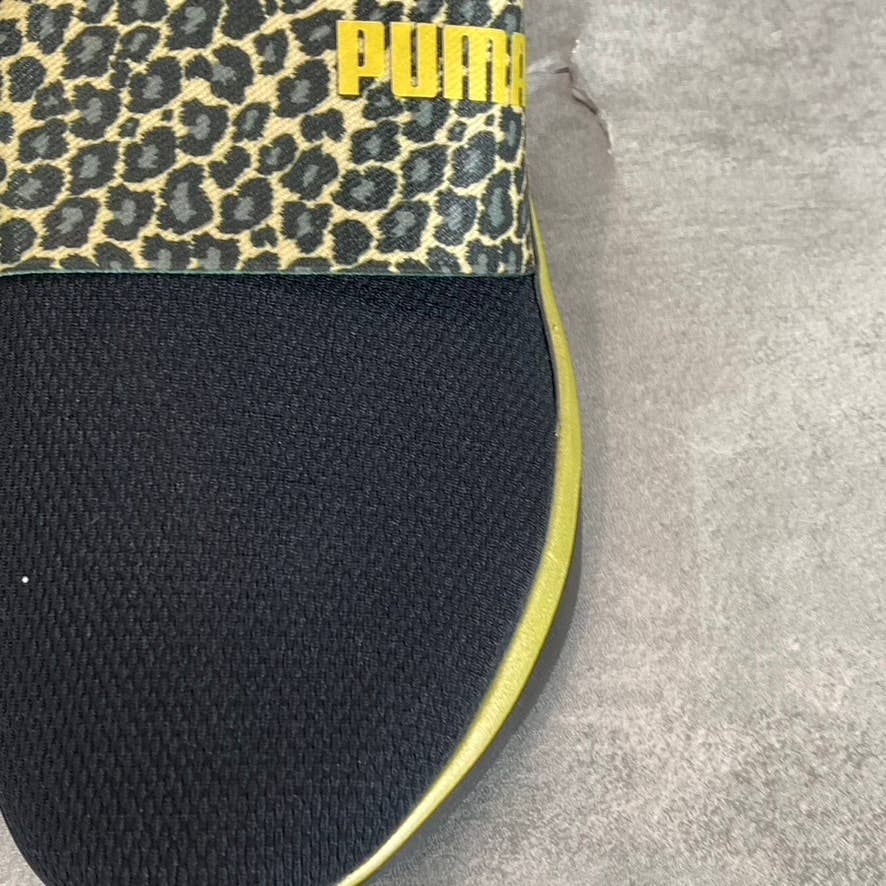 PUMA Women's Black Leopard-Print Soft Ride Sophia Casual Slip-On Sneakers SZ 7.5