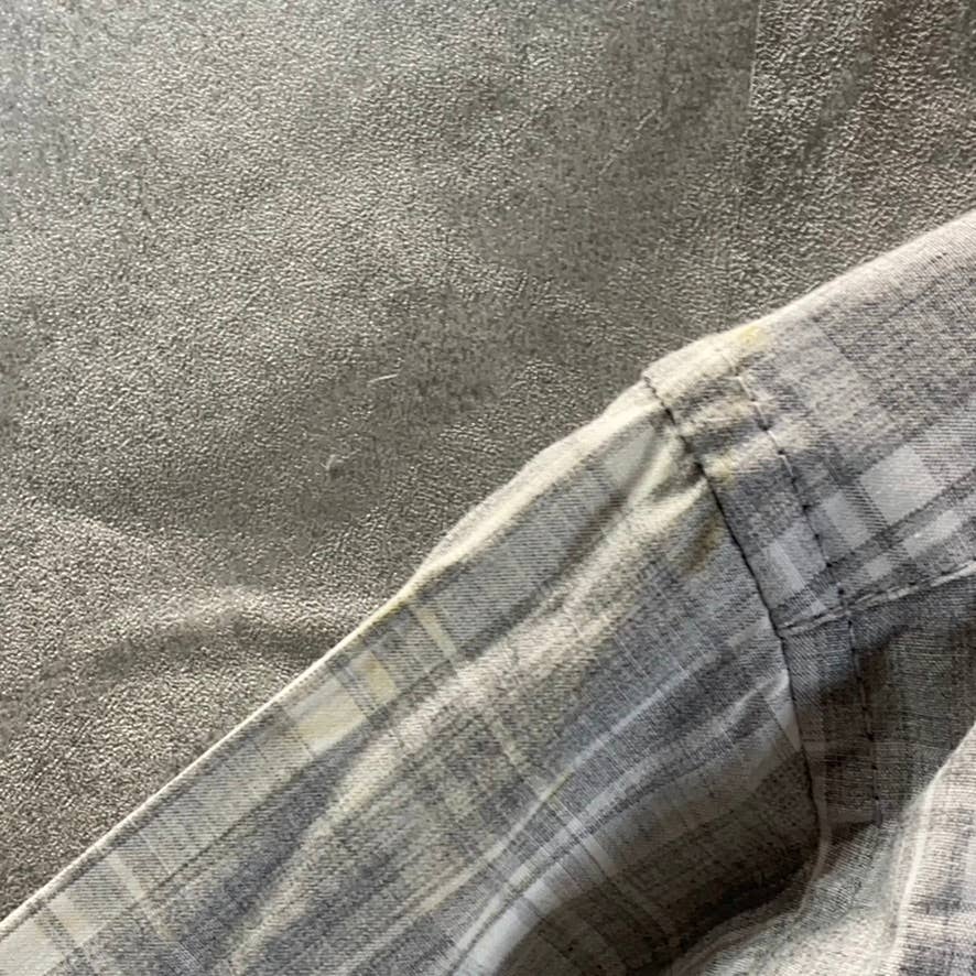 ALFANI Men's Grey Heather Caro Classic-Fit Button-Up Plaid-Print Shirt SZ M