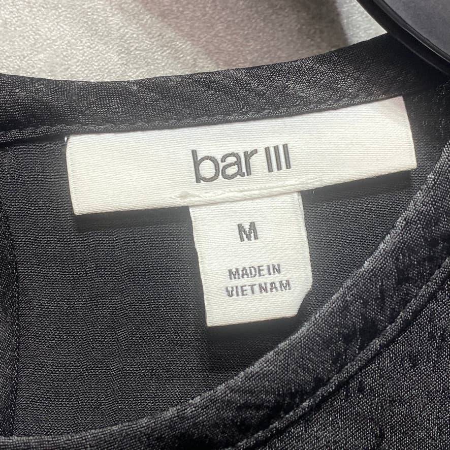 BAR III Solid Black Crewneck Open Back Crisscross-Strap Short Sleeve Cropped Top SZ M