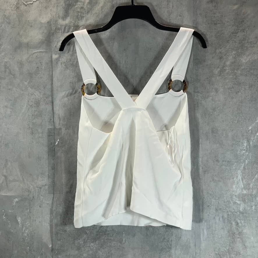 BAR III Women's Bright White Square-Neck O-Ring Sweater Tank Top SZ XL