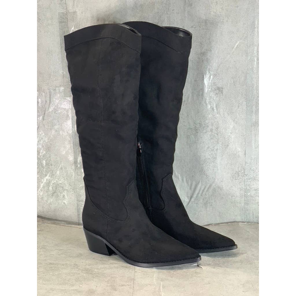 NINE WEST Women's Black Nonita Pointed-Toe Block-Heel Knee-High Boots SZ 8.5
