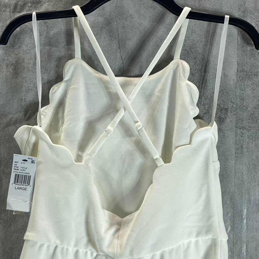 BCX Juniors' Ivory Scalloped Spaghetti Strap Low-Back Bodycon Mini Dress SZ L