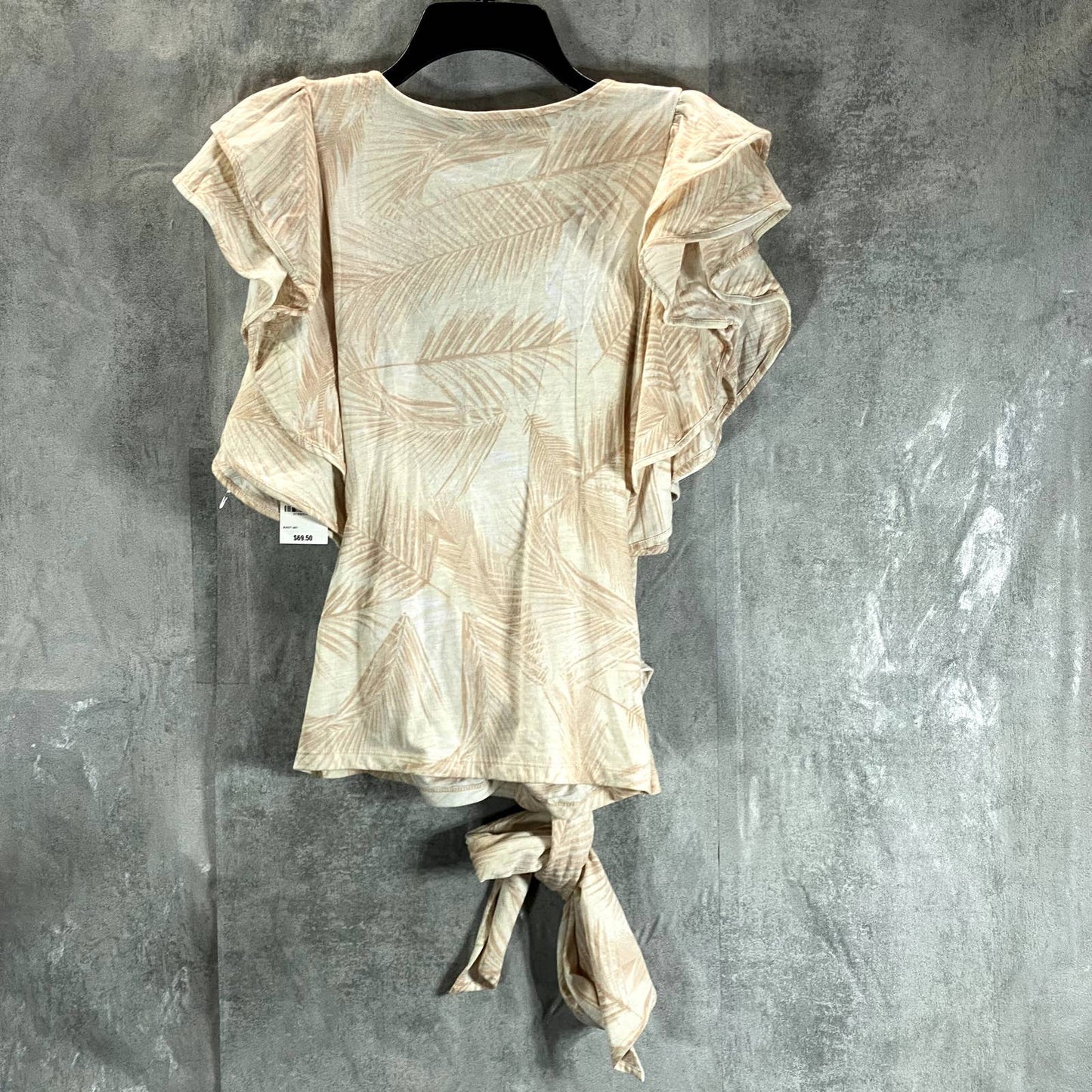 INC INTERNATIONAL CONCEPTS Women's Summer Palm Wrap-Style Flutter-Sleeve Top SZS