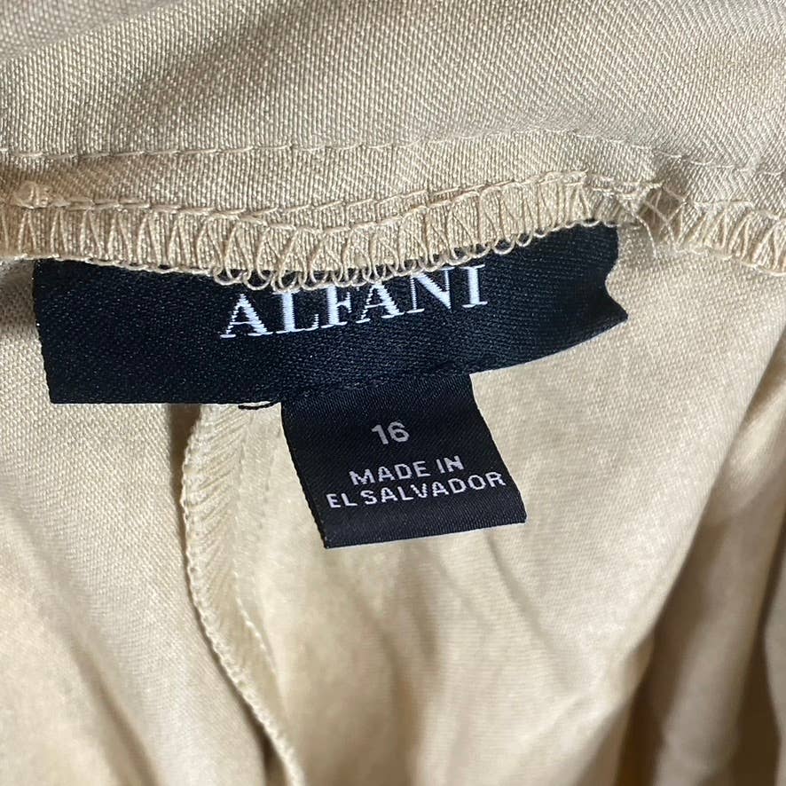 ALFANI Women's Cream Beige Tummy-Control Skinny-Leg Pull-On Pants SZ 16